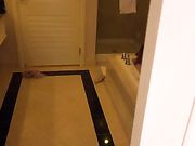Spying on hot mom in bathroom she sucks his cock and fucks